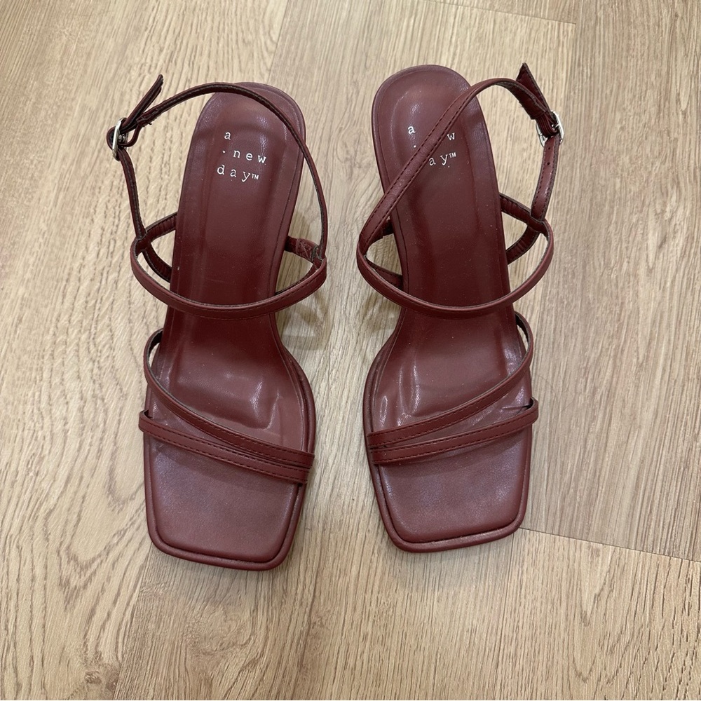 A New Day Women's Burgundy Strappy Heels